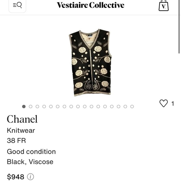 Chanel Top Black/Brown Tan Camelia Design Size 36/ US 4-6. - Picture 10 of 15